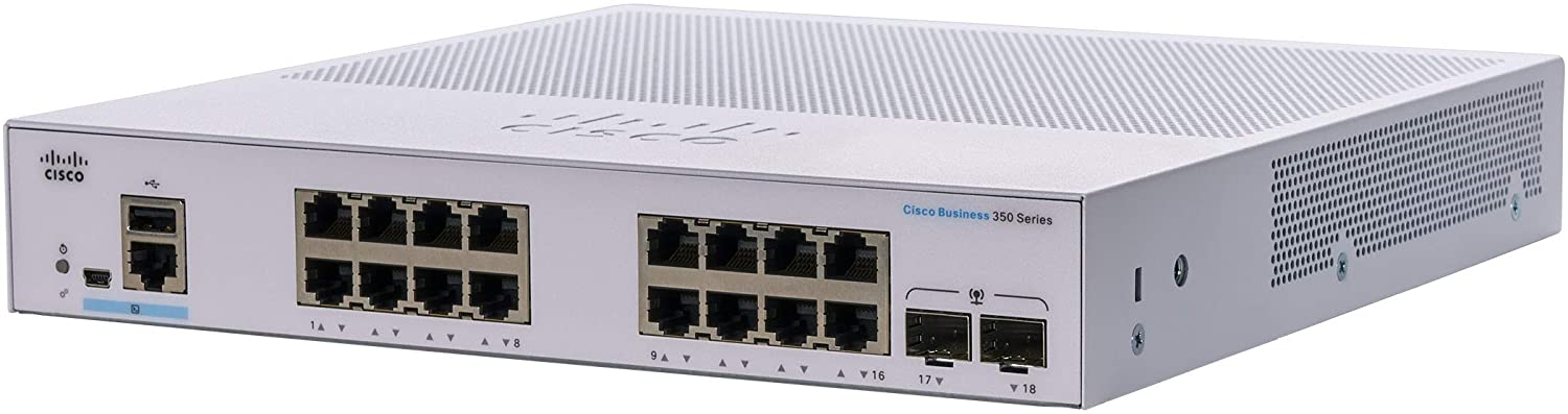 

Коммутатор Cisco CBS350-16T-2G, управляемый, кол-во портов: 16x1 Гбит/с, SFP 2x1 Гбит/с (CBS350-16T-2G-EU), CBS350-16T-2G