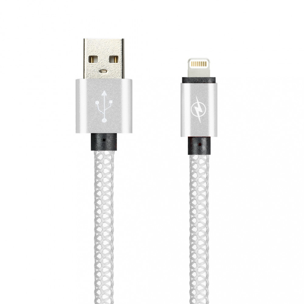 

Кабель USB 2.0(Am)-Lightning 8-pin(m), 2A, 1м, белый Smartbuy MESH (iK-512MSH white), MESH
