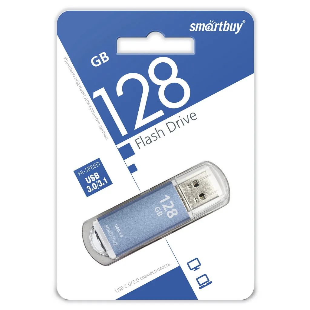 

Флешка 128Gb USB 3.0 SmartBuy V-Cut SB128GBVC-B3, голубой (SB128GBVC-B3), SB128GBVC-B3