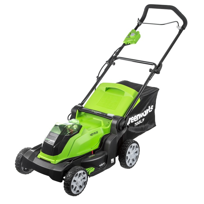 

Колесная газонокосилка Greenworks G40LM41, электрическая, аккумуляторная, Li-Ion, 40В, ширина скашивания 40см, высота скашивания 20мм-70мм, 96 дБ, объем травосборника 50л., 17.1кг, аккумулятор и зарядное устройство в комплект не входят (2504707), G40LM41