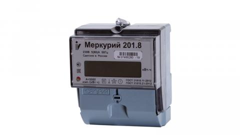 Счетчик электроэнергии INCOTEX Меркурий 201.8, однофазный, однотарифный, класс точности: 1.0, ЖКИ, 5 А/80 А (32681)