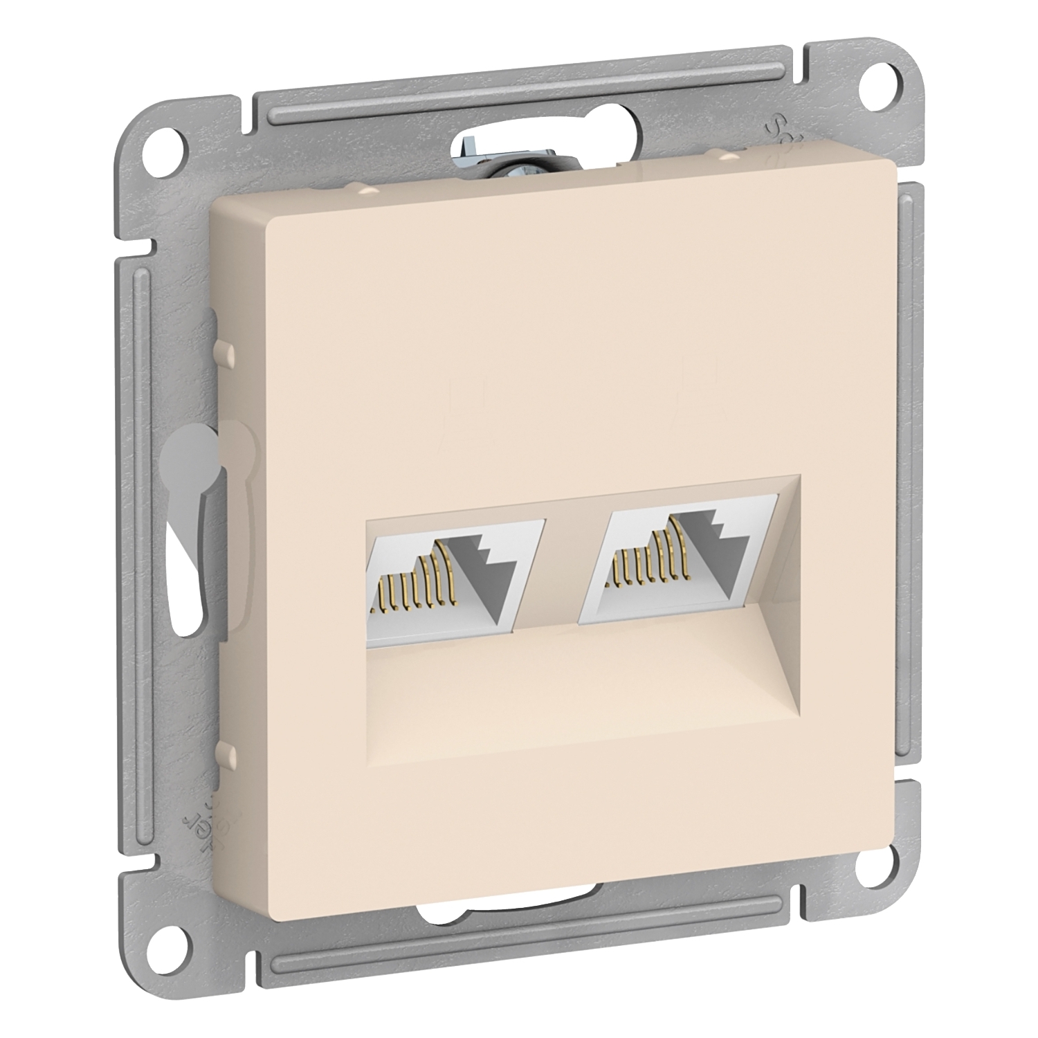 

Розетка RJ-45+RJ-45 скрытый монтаж категория 5e, механизм без рамки, бежевый, Schneider Electric AtlasDesign (ATN000285)