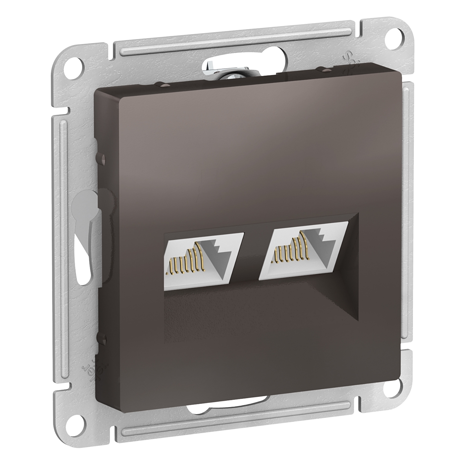 

Розетка RJ-45+RJ-45 скрытый монтаж категория 5e, механизм без рамки, мокко, Schneider Electric AtlasDesign (ATN000685)