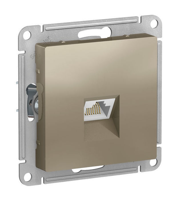 

Розетка RJ-45 скрытый монтаж категория 6А, механизм без рамки, шампань, Schneider Electric AtlasDesign (ATN000586)