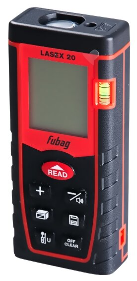Дальномер лазерный, от 5см, до 20м, точность до 2мм, ударопрочный, батарейки, Fubag Lasex Lasex 20 (31635)