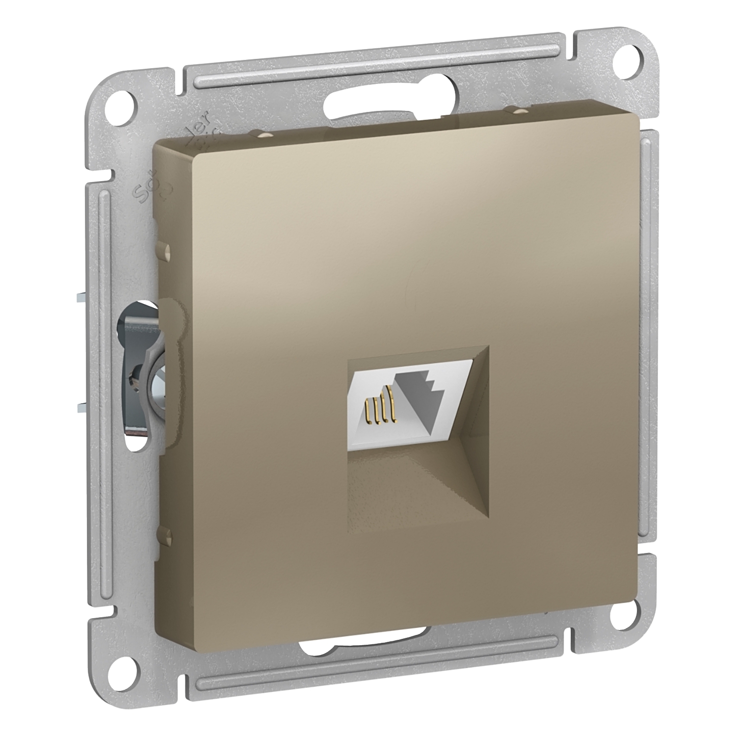 

Розетка RJ-11 скрытый монтаж категория 3, механизм без рамки, шампань, Schneider Electric AtlasDesign (ATN000581)