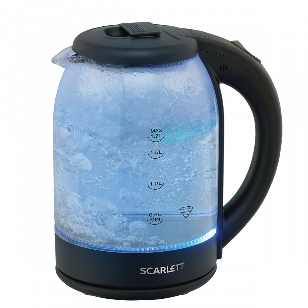 

Чайник электрический Scarlett SC-EK27G90 1.7л. 1.8 кВт, стекло/пластик, черный (SC-EK27G90), SC-EK27G90