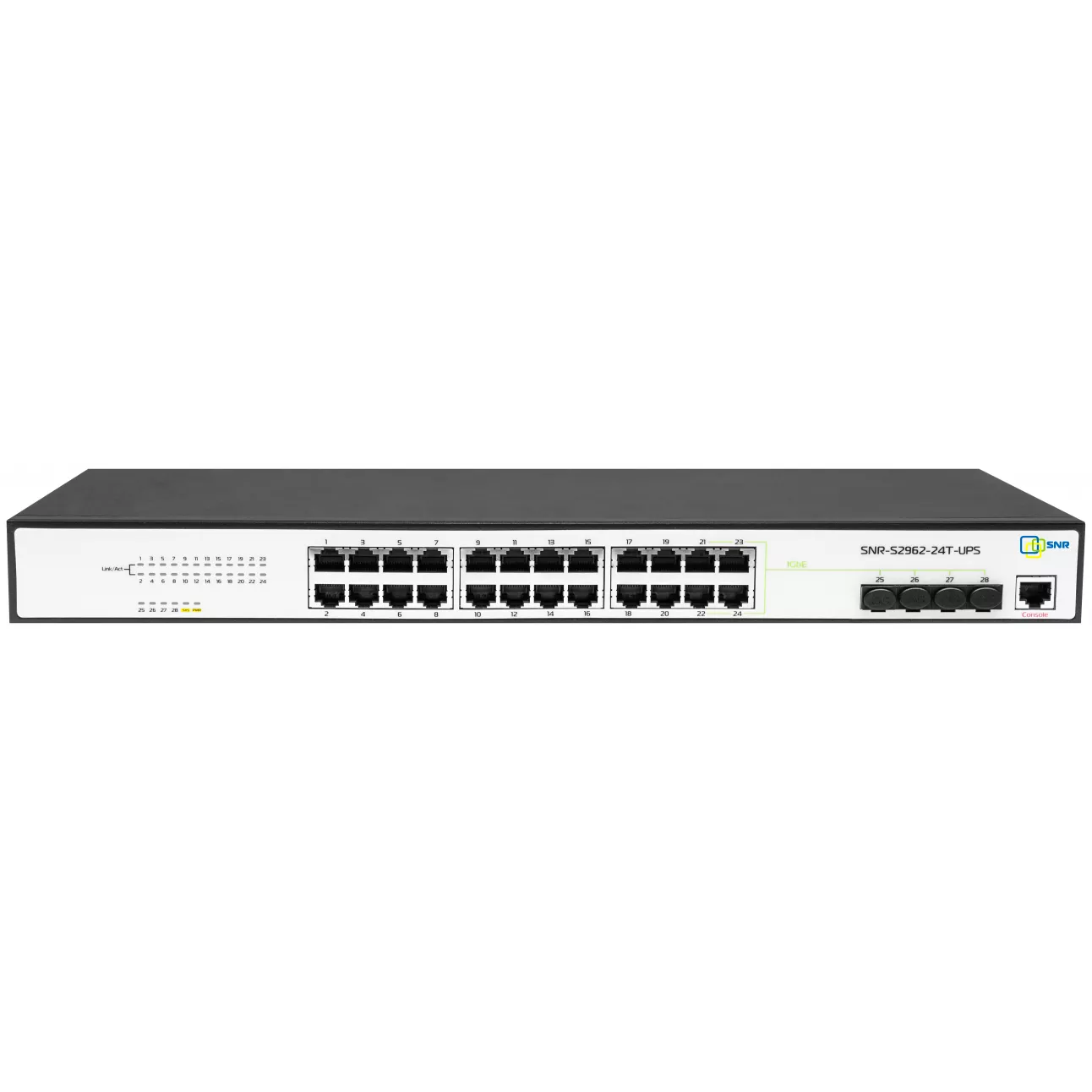 

Коммутатор SNR SNR-S2962-24T-UPS, управляемый, кол-во портов: 20x100 Мбит/с, SFP 4x1 Гбит/с, кол-во SFP/uplink: RJ-45 4x1 Гбит/с, установка в стойку (SNR-S2962-24T-UPS), SNR-S2962-24T-UPS