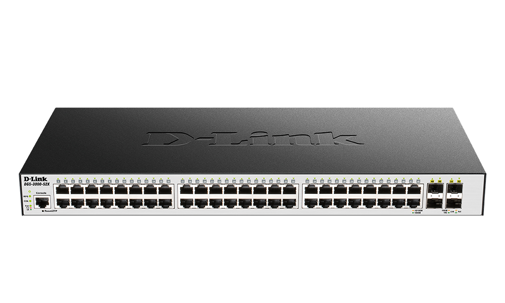 

Коммутатор D-link DGS-3000-52X, управляемый, кол-во портов: 48x1 Гбит/с, кол-во SFP/uplink: SFP+ 4x10 Гбит/с, установка в стойку (DGS-3000-52X/B2A), DGS-3000-52X