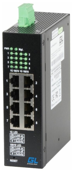 

Коммутатор GigaLink GL-SW-G202-08-I, управляемый, кол-во портов: 8x1 Гбит/с (GL-SW-G202-08-I), GL-SW-G202-08-I