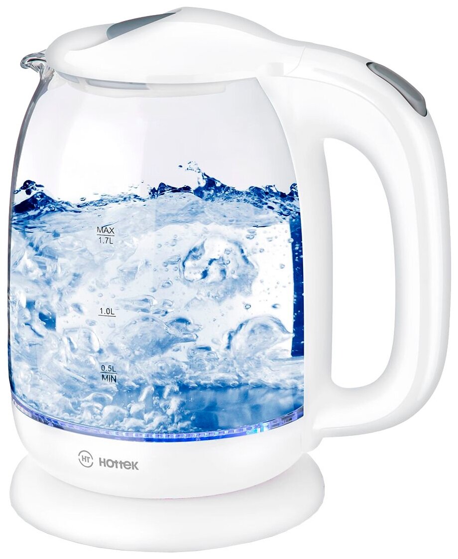 

Чайник HOTTEK HT-960-008 1,7 2200Вт, закрытая спираль, пластик/стекло, белый (HT-960-008 ), HT-960-008