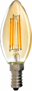 Лампа светодиодная E14 свеча, 2.5Вт, 2700K / теплый свет, 250лм, филаментная, BK-ЛЮКС BK-14W2C30 standart