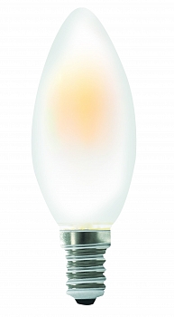 Лампа светодиодная E14 свеча, 3Вт, 3000K / теплый свет, 270лм, филаментная, BK-ЛЮКС BK-14W3C30 Frosted