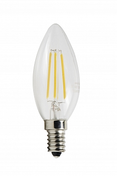 Лампа светодиодная E14 свеча, 5Вт, 3000K / теплый свет, 550лм, филаментная, BK-ЛЮКС BK-14W5C30 Edison