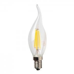 Лампа светодиодная E14 свеча на ветру, 5Вт, 3000K / теплый свет, 450лм, филаментная, BK-ЛЮКС BK-14W5CF30 Frosted