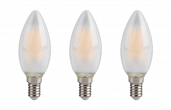 Лампа светодиодная E14 свеча, 5.5Вт, 2700K / теплый свет, 450лм, филаментная, BK-ЛЮКС BK-14W5C30 матовая standard