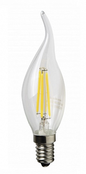 Лампа светодиодная E14 свеча на ветру, 7Вт, 3000K / тёпло-белый, 750лм, филаментная, BK-ЛЮКС BK-14W7CF30 Edison