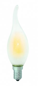 Лампа светодиодная E14 свеча на ветру, 7Вт, 3000K / теплый свет, 600лм, диммируемая, филаментная, BK-ЛЮКС BK-14W7CF30 Frosted
