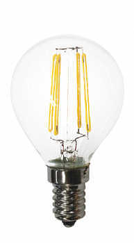 Лампа светодиодная E14 шар/G45, 7Вт, 3000K / теплый свет, 650лм, диммируемая, филаментная, BK-ЛЮКС BK-14W7G45 Edison
