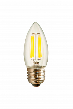 Лампа светодиодная E27 свеча, 5Вт, 3000K / теплый свет, 550лм, филаментная, BK-ЛЮКС BK-27W5C30 Edison