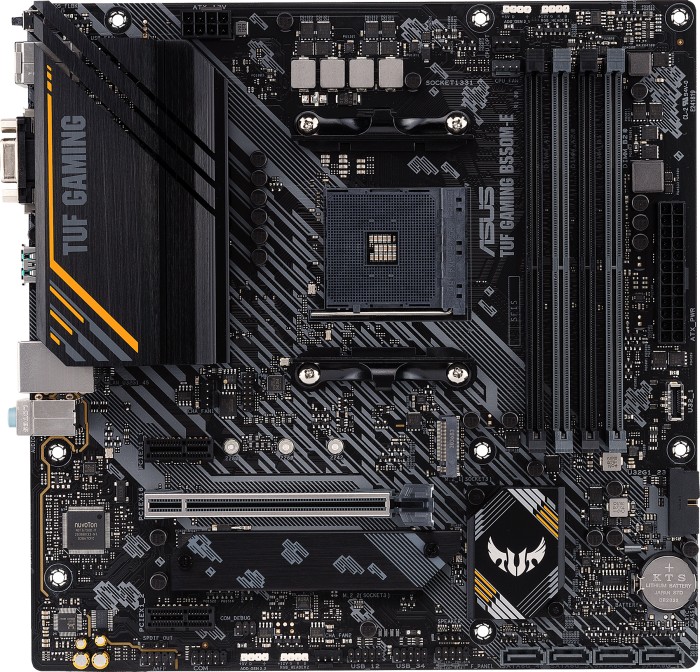 

Материнская плата ASUS TUF GAMING B550M-E, SocketAM4, AMD B550, 4xDDR4, PCI-Ex16, 4SATA3, 7.1-ch, 2.5GLAN, 6 USB 3.2, VGA, HDMI, DP, mATX, Retail, TUF GAMING B550M-E