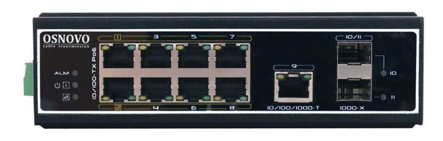 Коммутатор OSNOVO SW-60812/I, кол-во портов: 8x100 Мбит/с, SFP 2x1 Гбит/с, кол-во SFP/uplink: RJ-45 1x1 Гбит/с, PoE: 6x60Вт (макс. 300Вт) (SW-60812/I)