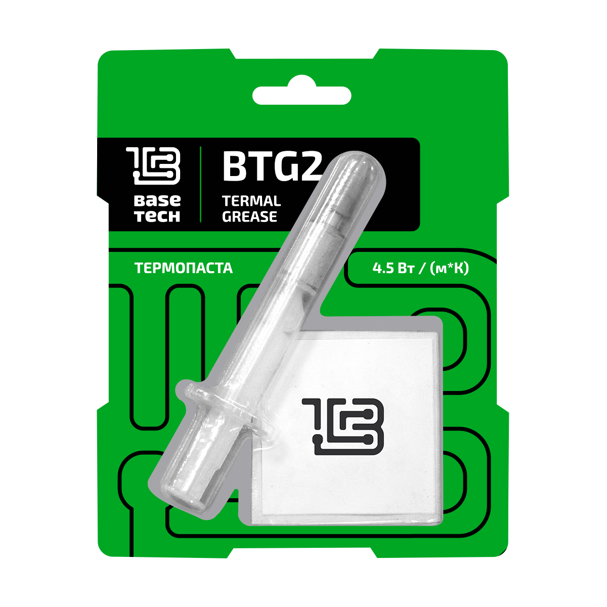 Термопаста Basetech BTG-2, 4.5 Вт/м*К, шприц, лопатка, 1.5г, серый (BTG-2-1.5)
