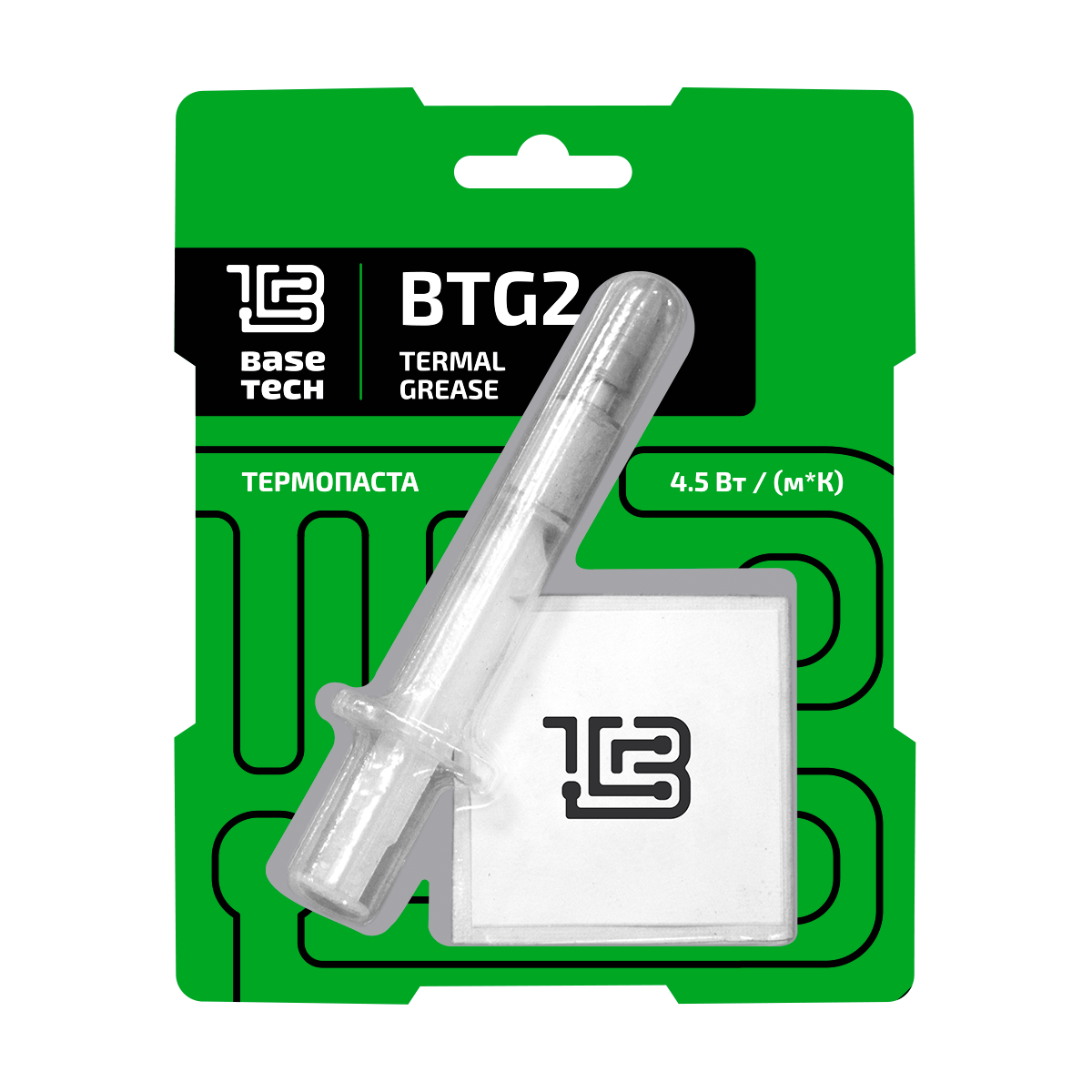 

Термопаста Basetech BTG-2, 4.5 Вт/м*К, шприц, лопатка, 1.5г, серый (BTG-2-1.5), BTG-2