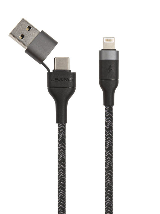 

Кабель Type-C/USB-Lightning 8-pin быстрая зарядка, 1.2м, черный USAMS SJ404 (SJ404USB01), SJ404