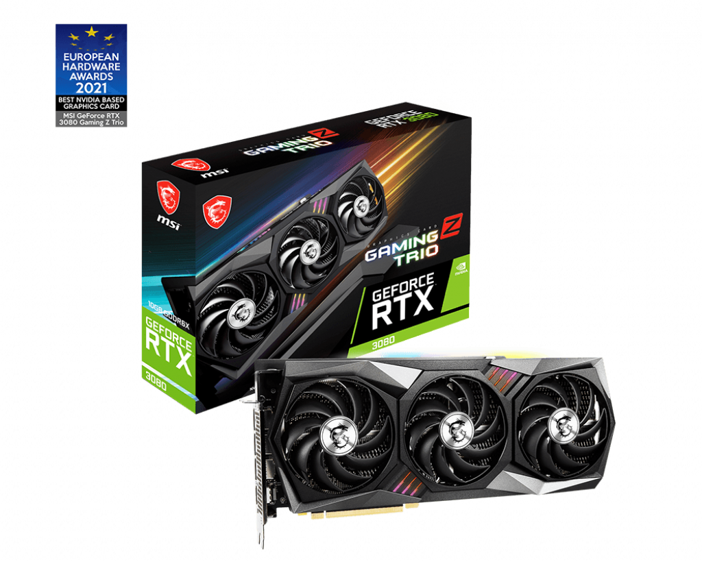 

Видеокарта MSI NVIDIA GeForce RTX 3080 GAMING Z TRIO, 10Gb DDR6X, 320bit, PCI-E, HDMI, 3DP, Retail (RTX 3080 GAMING Z TRIO 10G LHR), GAMING Z TRIO