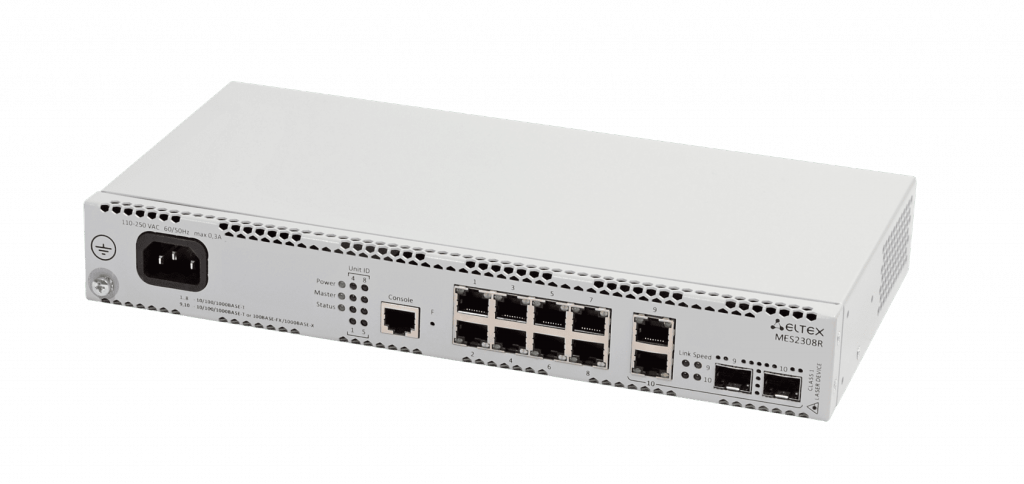 

Коммутатор Eltex MES2308R, управляемый, кол-во портов: 8x1 Гбит/с, combo RJ-45/SFP 2x1 Гбит/с (MES2308R), MES2308R