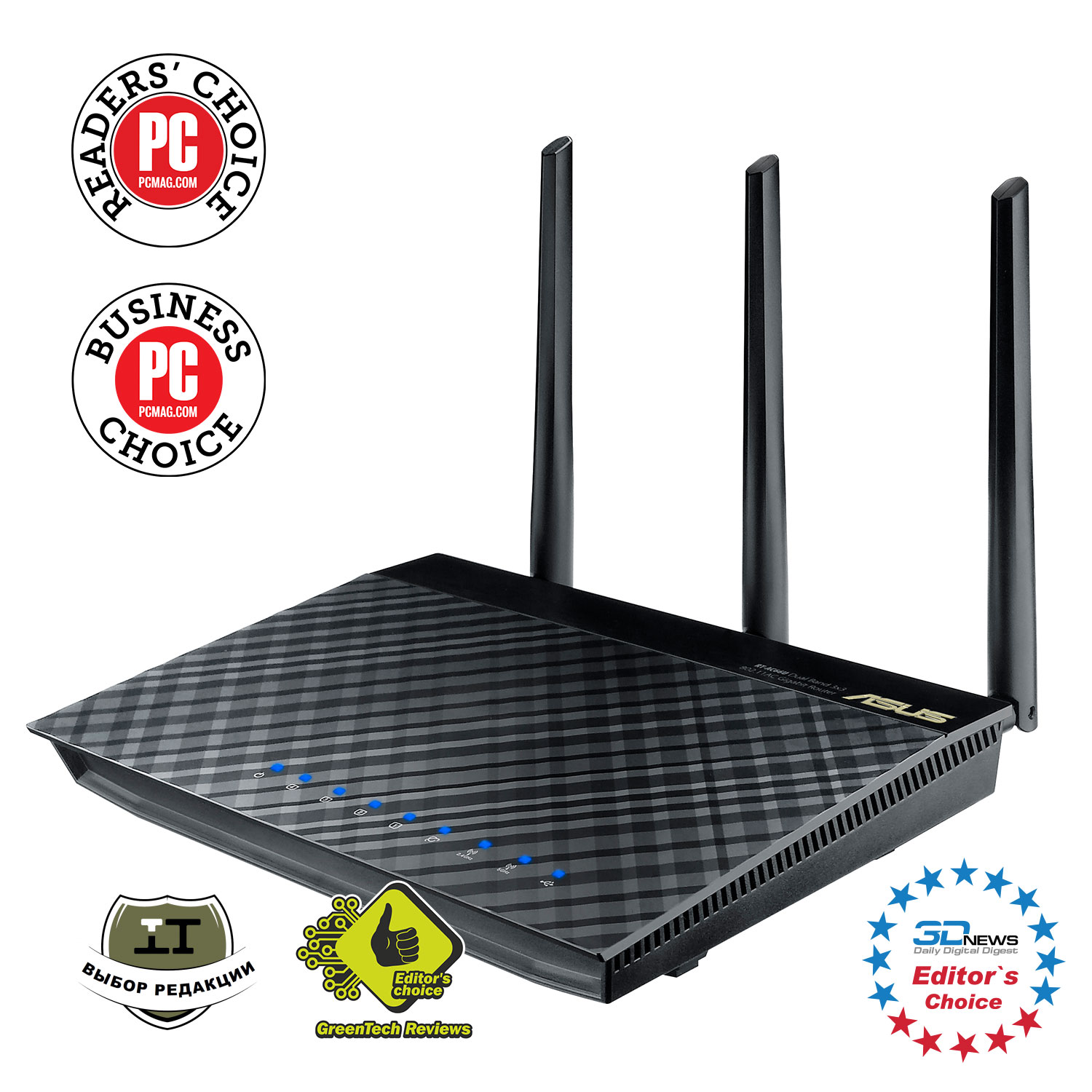 

Wi-Fi роутер ASUS RT-AC66U, 802.11a/b/g/n/ac, 2.4 / 5 ГГц, до 1.3 Гбит/с, LAN 4x1 Гбит/с, внешних антенн: 3, 2шт.xUSB 2.0, RT-AC66U