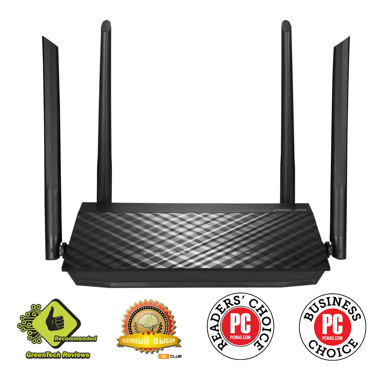 

Wi-Fi роутер ASUS RT-AC1200, 802.11a/b/g/n/ac, 2.4 / 5 ГГц, до 1.17 Гбит/с, LAN 4x100 Мбит/с, WAN 1x100 Мбит/с, внешних антенн: 4x5 дБи, 1xUSB 2.0 (90IG0211-BM3D00), RT-AC1200