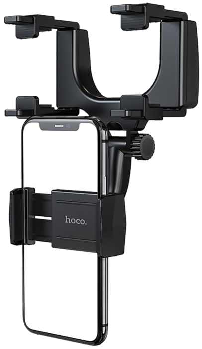 Держатель автомобильный Hoco RH5 раздвижной, для смартфонов, зажим на зеркало, черный (УТ000022666) - - фото 1