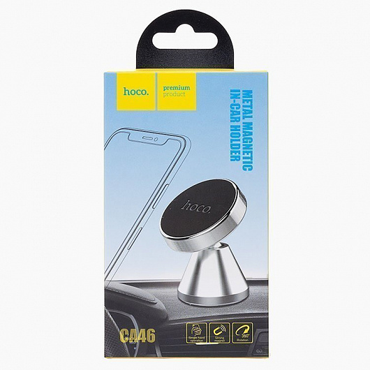 Держатель автомобильный Hoco CA46 Metal magnetic in-car holder for dashboard, серебро (109013) - фото 1