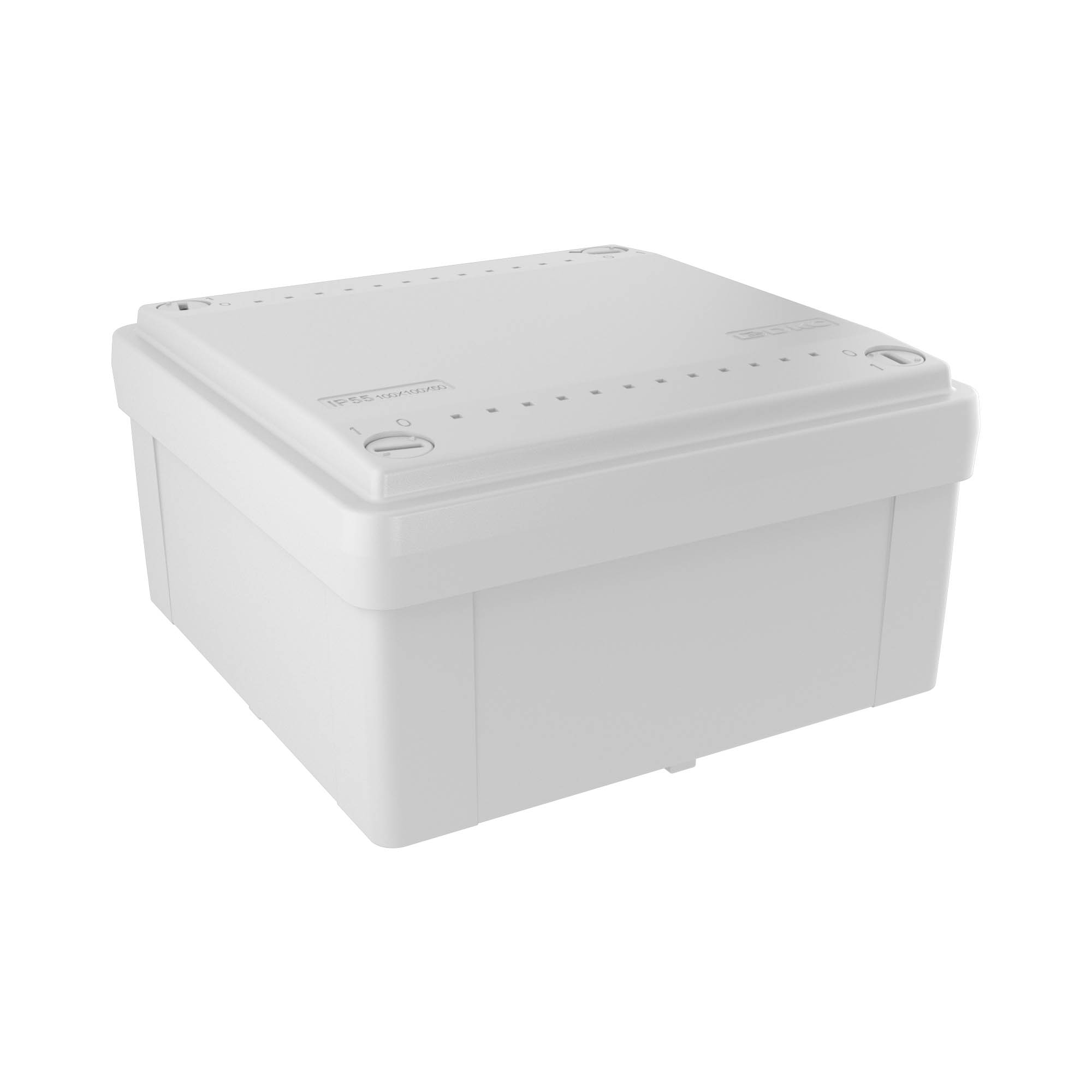 

Коробка разветвительная квадратная 11.4 см x 11.4 см, глубина 6.2 см, наружный монтаж, IP56, серый, с крышкой, DKC 53810 (53810), 53810