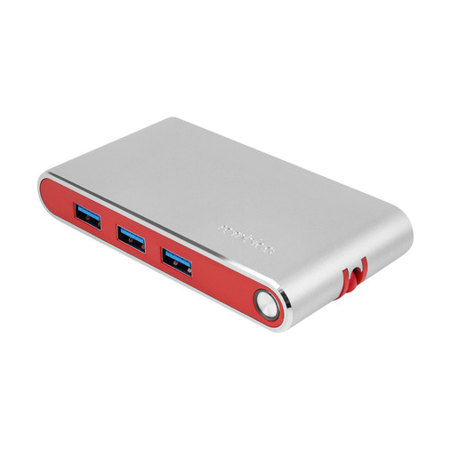 Концентратор Rombica Type-C Hermes, 3xUSB 3.0, 1xUSB-C, красный + Ethernet RJ45/HDMI (TC-00253)