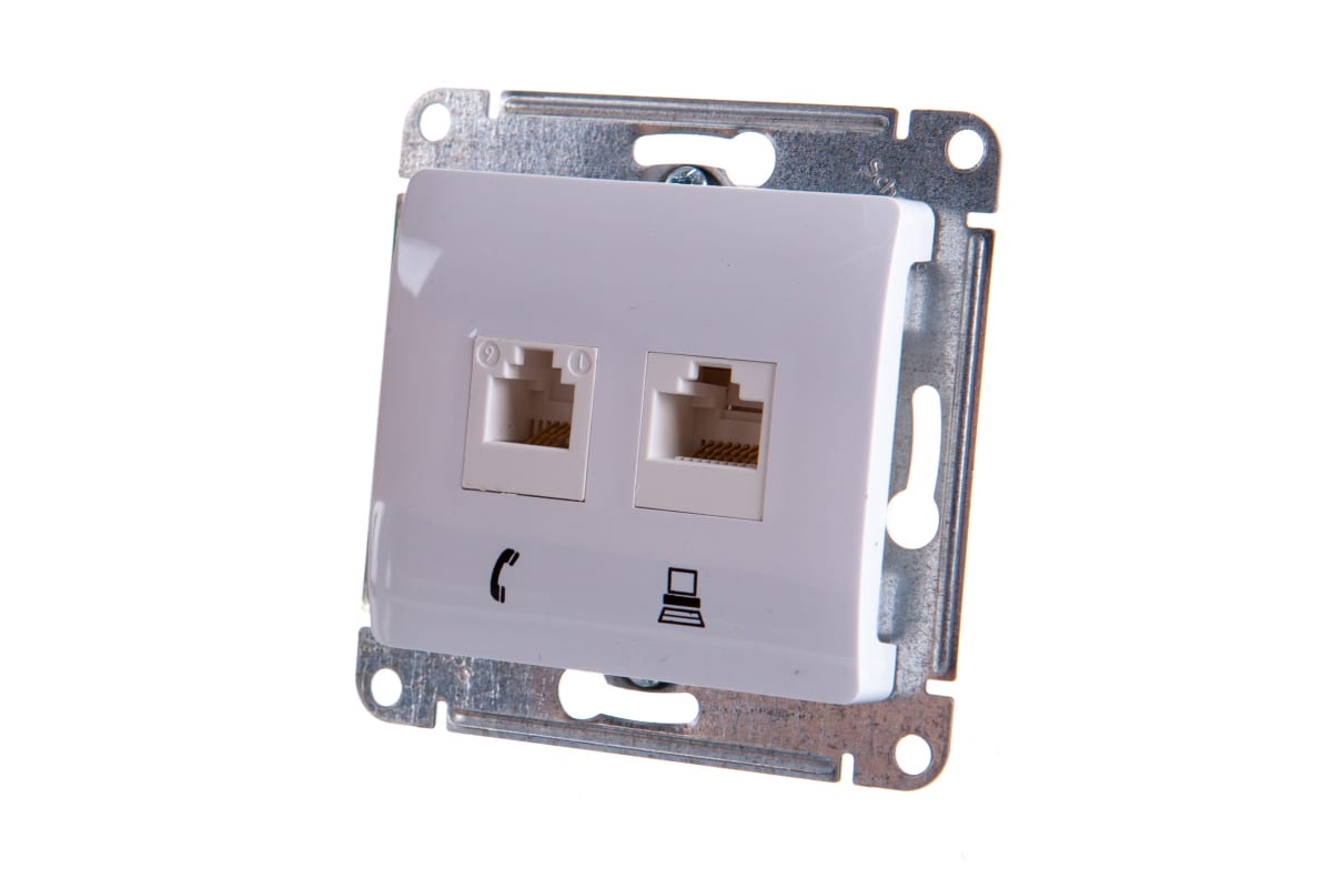 

Розетка RJ-45+RJ-11 скрытый монтаж категория 5e, белый, Schneider Electric GLOSSA (GSL000185)