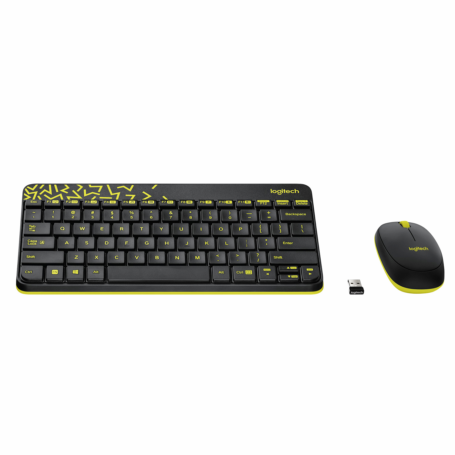 Клавиатура + мышь Logitech MK240 Nano, беспроводной, USB, черный/желтый (920-008213) Wireless Combo MK240 Black-Yellow USB - фото 1