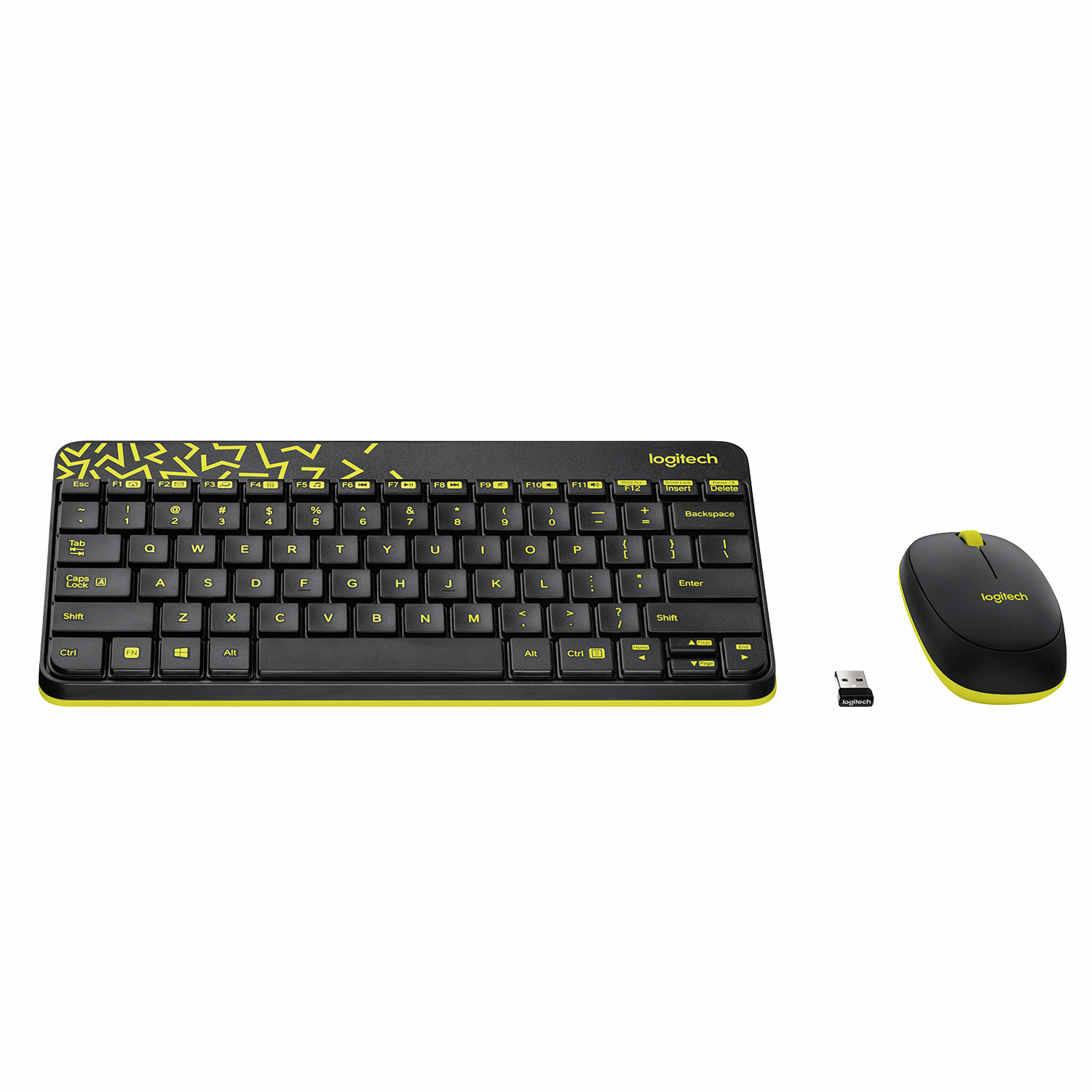 Клавиатура + мышь Logitech MK240 Nano, USB, черный/желтый (920-008213)