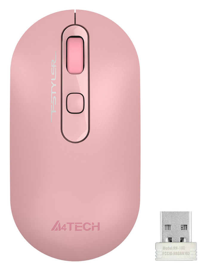 

Мышь беспроводная A4Tech Fstyler FG20S, 2000dpi, оптическая светодиодная, USB, розовый (FG20S PINK), Fstyler FG20S