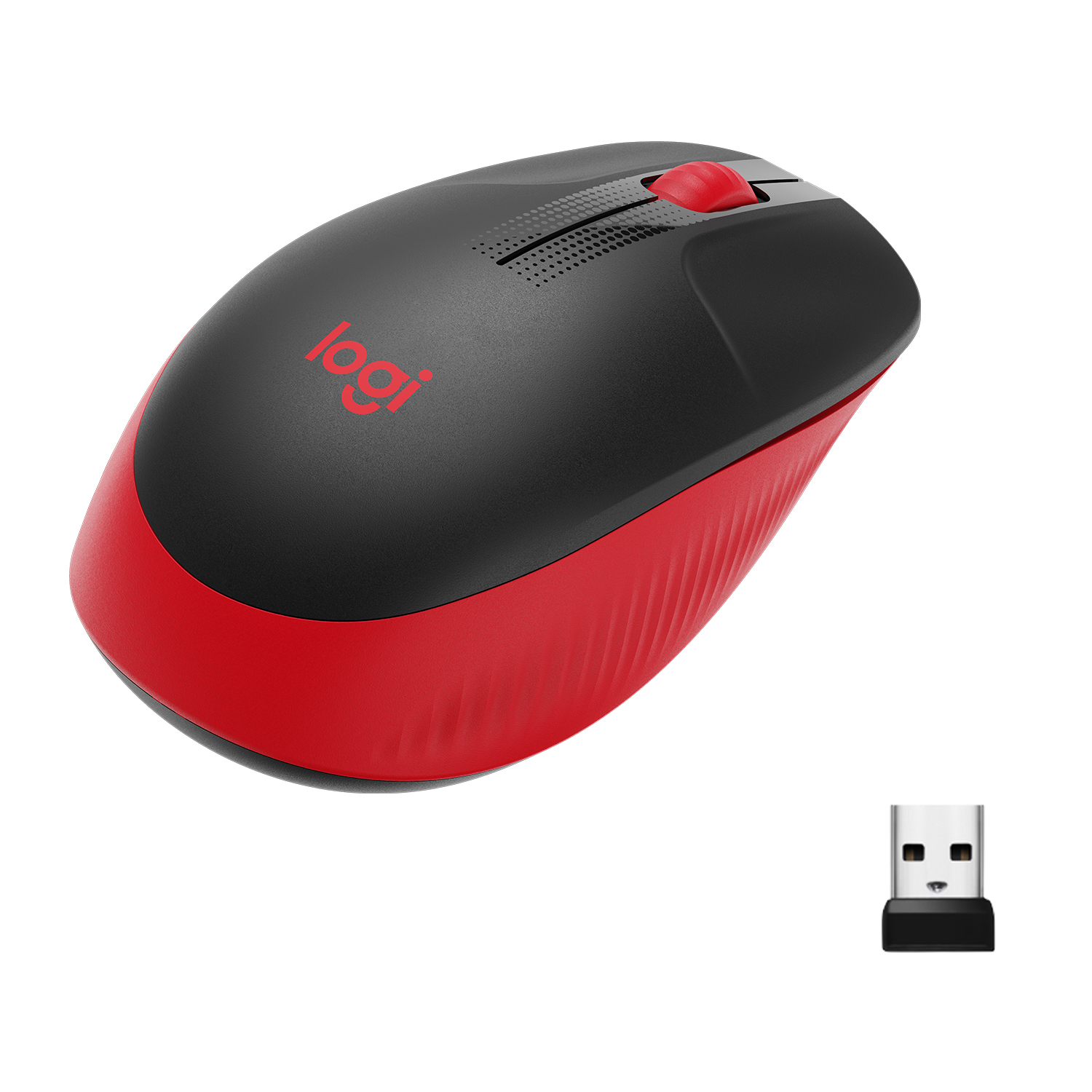 Мышь беспроводная Logitech M190, 1000dpi, оптическая светодиодная, USB, красный/черный (910-005908)