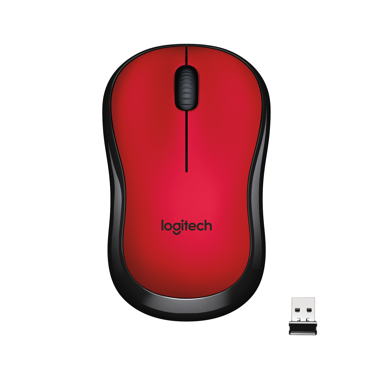 Мышь беспроводная Logitech M220 Silent, 1000dpi, оптическая светодиодная, USB, черный/красный (910-004880)