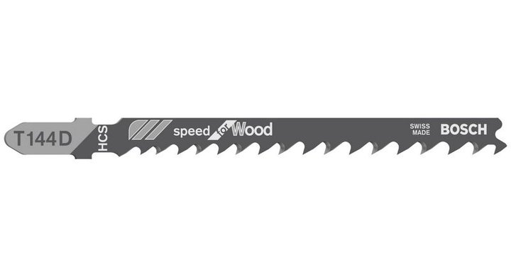 

Пилка для лобзика Bosch T144D L100мм, прямой рез, ДВП, дерево, ДСП, 3шт. (2608630560), T144D