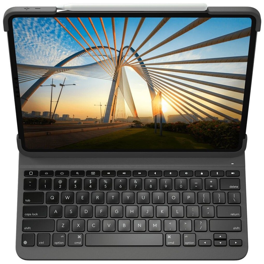 

Чехол-клавиатура Logitech SLIM FOLIO PRO для планшета Apple iPad Pro 11" (1-го и 2-го поколений), подсветка, поддержка Apple Pencil (2-го поколения), темно-серый (920-009988)
