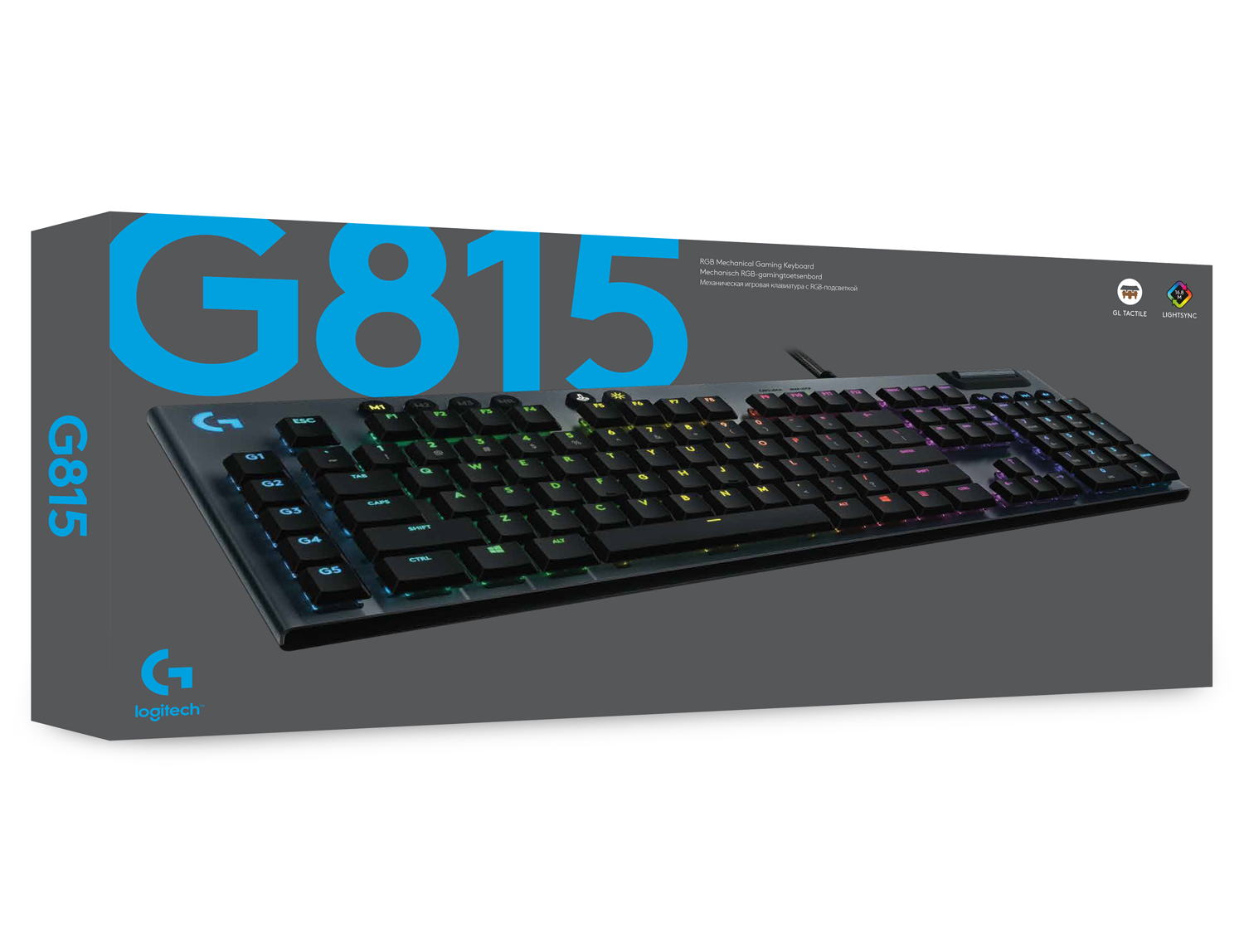 

Клавиатура проводная Logitech G815 Carbon, механическая, GL Tactile, подсветка, USB, черный (920-008991), G815 Carbon
