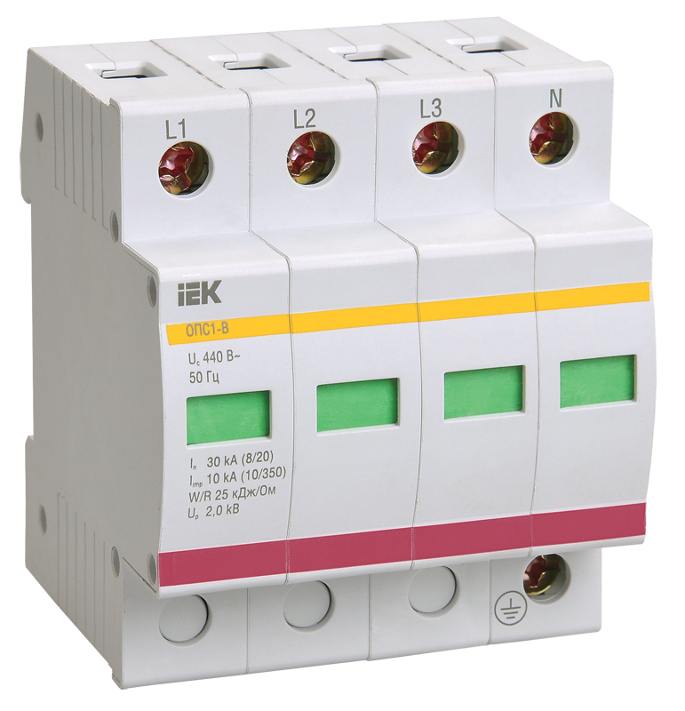Ограничитель импульсных перенапряжений IEK ОПС1-C 4P, 20кА, 400 В