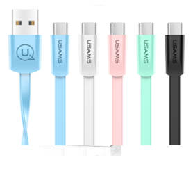 

Кабель USB-Type-C, плоский, 1.2м, розовый USAMS U2 (SJ200TC05), U2