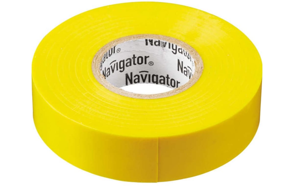 Изолента ПВХ NIT-A19-20/Y, 180 мкм/1.9 см/20 м, желтая, Navigator NIT-A19-20 (71112)