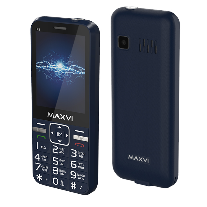 

Мобильный телефон MAXVI P3, 2.8" 320x240 TFT, Spreadtrum SC6531E, 32Mb RAM, 32Mb, 3G, BT, 1xCam, 2-Sim, 2700 мА·ч, micro-USB, синий, P3